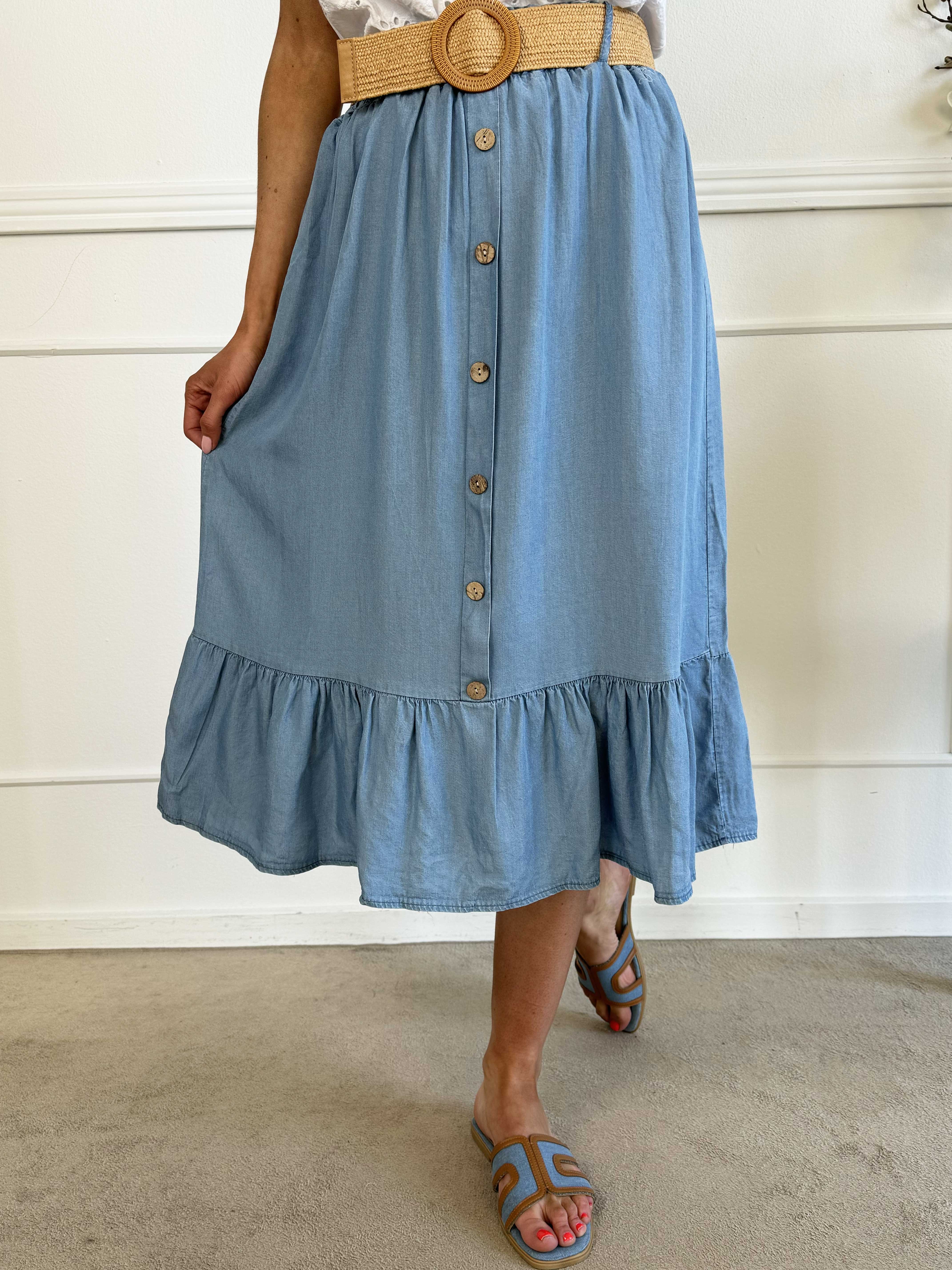 Edessa - Jeanskjol i lättviktsmaterial med bälte